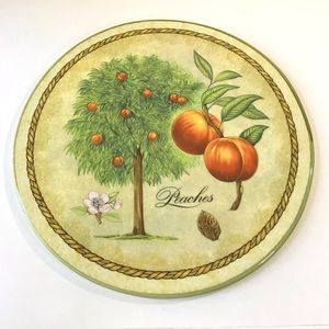 Flat Serving Platter Large 13” Round Plate Dish Peaches Ceramica Due Torri Italy
